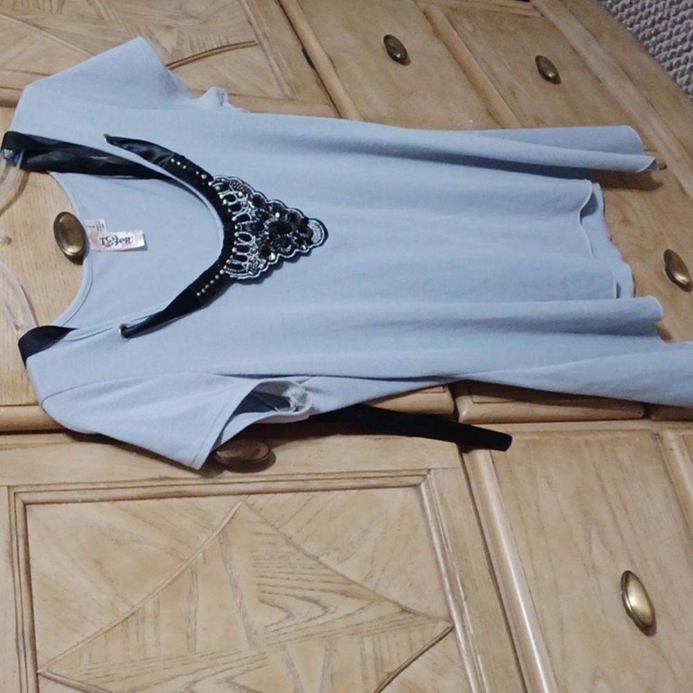 Ladies tshirt with attached necklace embellishments